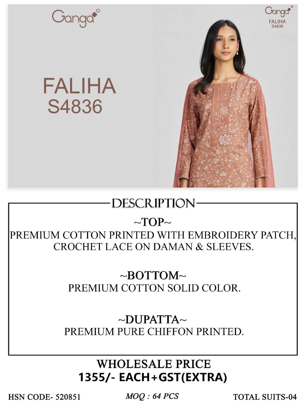 FALIHA 4836 By GANGA FASHION Stylish Beautiful Colourful COTTON Dresses At Wholesale Price